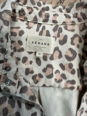 Sezane Beige and Brown Animal Print Button down shirt